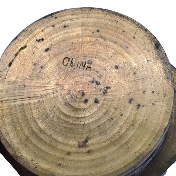 Vintage Chinese Enameled Brass Box Jar Embossed Figures & Cloisonné Enamel Lid - Picture 10 of 12